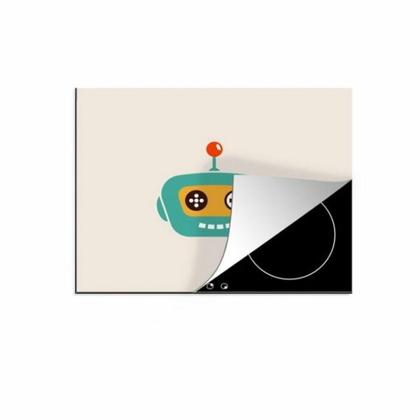 MuchoWow Herdblende-/Abdeckplatte Roboter - Gesicht - Antenne - Technik - Junge - Kind, Vinyl, (1 tlg), 60x52 cm, Mobile Arbeitsfläche nutzbar, Ceranfeldabdeckung