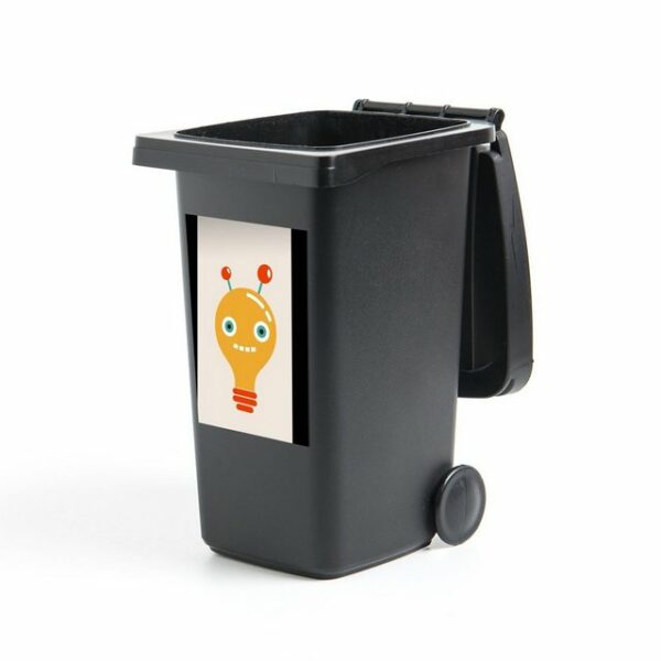 MuchoWow Wandsticker Roboter - Glühbirne - Gesicht - Antenne - Kinder (1 St), Mülleimer-aufkleber, Mülltonne, Sticker, Container, Abfalbehälter