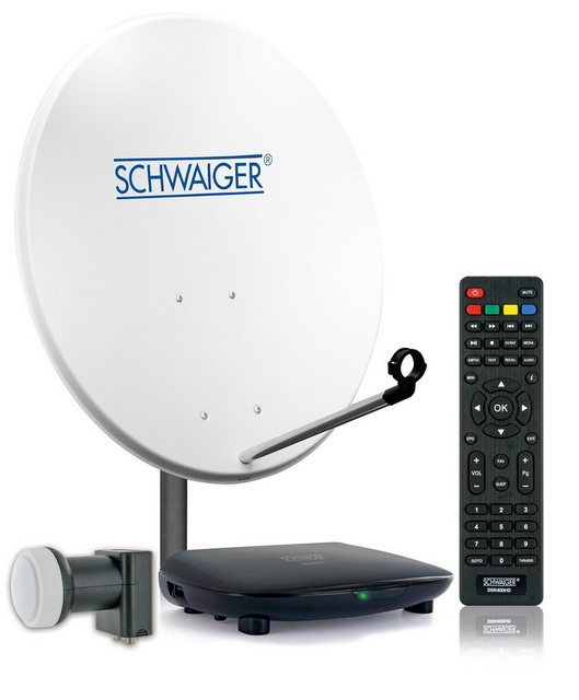 Schwaiger SAT8240HD SAT-Antenne (72 cm, Stahl, Twin LNB, hellgrau)