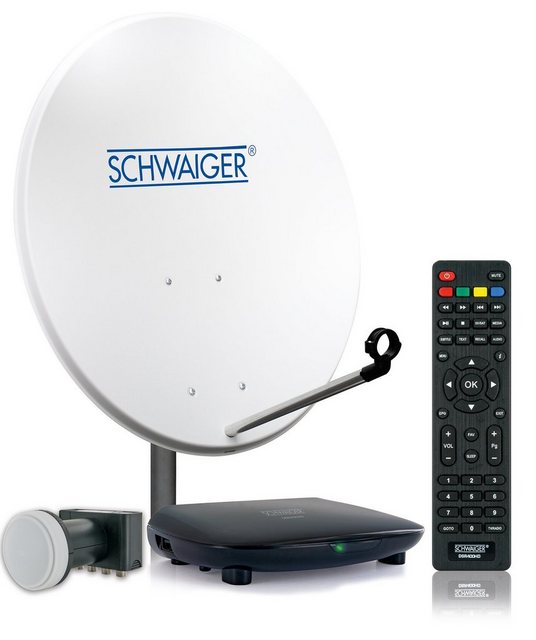 Schwaiger SAT8440HD SAT-Antenne (72 cm, Stahl, Quad LNB, hellgrau)