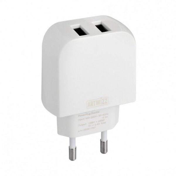 Artwizz PowerPlug Double for Smartphones, Smartwatches and Tablets, white Smartphone-Ladegerät