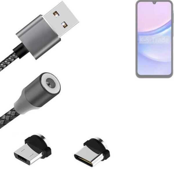 K-S-Trade für Samsung Galaxy A15 LTE Smartphone-Kabel, Hochwertiges Magnet-Lade-kabel Sync-Kabel Daten-Kabel mit