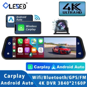 10 Inch 4K 2160P Car DVR Carplay Android Auto 5G WIFI GPS Dash Cam BT FM Dashcam Camera Stream